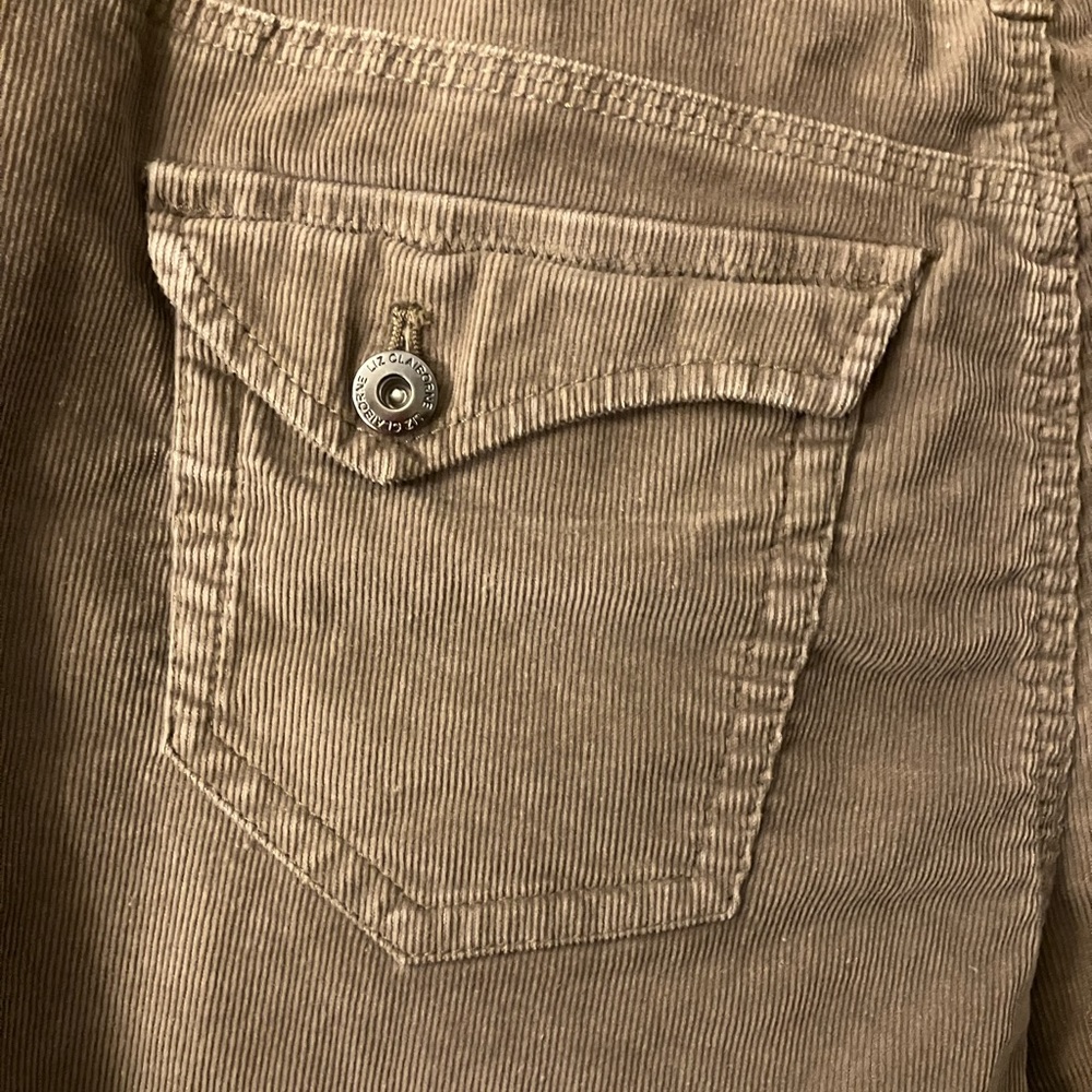 Liz Claiborne Corduroy Pants in Tan with Flap Pocket